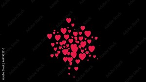 shape made of hearts floating animation transparent background