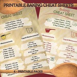 Baking Conversion Cheat Sheet: Holiday & Standard Styles (digital Download) - Etsy Canada