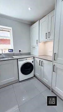 Howdens Dove Grey Shaker Kitchen with Matching Island