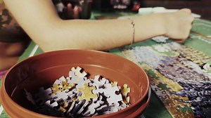 Playing Colorful Fun Multi-Piece Puzzle Game