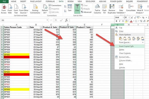 Insert Copied Cells not working