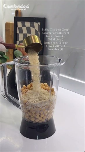 This creamy classic hummus Made effortlessly in our new Cambridge Food Processor FP2376