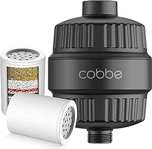 Cobbe 20 Stage Shower Head Filter with KDF-55 for Hard Water, High Output Water Filter with 2 Replaceable Cartridges - Removing Chlorine and Harmful Substance, Matte Black
