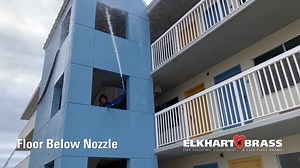 NEW PRODUCT ANNOUNCEMENT! The Floor Below Nozzle has been specifically designed for fighting fires in high rise buildings from the floor below at an effective angle and flow rate. It is not uncommon to experience wind driven and high heat conditions in high rise building fires that can challenge conventional tactics. The Floor Below Nozzle provides a field-tested solution allowing crews to flow water from the floor below. Having an overall length of 101" (2.57m) the Floor Below Nozzle comes in a