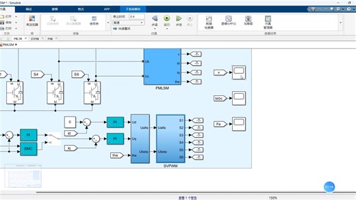 MATLAB/Simulink永磁同步直线电机PMLSM矢量控制滑模控制SVPWM仿真模型 附参考文献