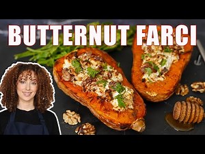 Baked butternut squash, goat cheese, and honey recipe