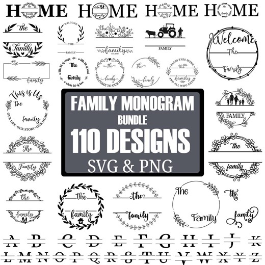 Family Name Monogram SVG Bundle | 110 Designs (digital Download) - Etsy Canada