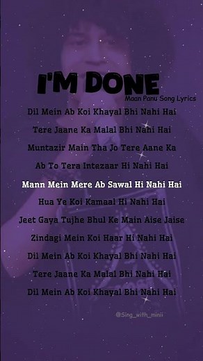 🎤TRY WITH YOUR OWN VOICE I'M DONE(MAAN PANU)SONG LYRICS🥀❤️#song#lyrics#songlyrics#ownvoice#fyp#bgm