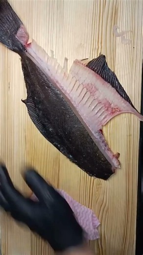 ひらめの捌き方です！ヒラメは五枚おろしにします！身が締まっているので包丁の先を骨にあてて滑らせるようにさばきます！この時に切ると思わないことがポイントです！切ろうとしてしまうと包丁が進みすぎてしまいま
