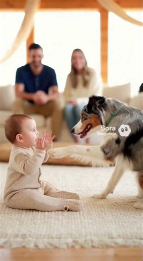 Dog TEACHES Baby to High Five 🐾 | Success Moment is So Sweet!