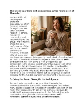 Self-Compassion in Character Education Worksheet Classwork, Homework
