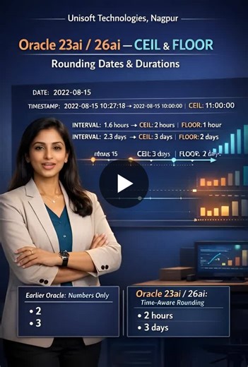 Oracle Database 23ai / 26ai extends CEIL and FLOOR to time data | Unisoft Technologies Nagpur