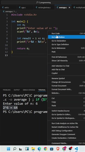 C Program : Computer power of 2 without pow() function #anooprathore #bitwiseoperators #leftshift