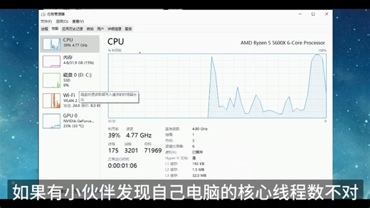 一个方法解决5600x核心数少一半的问题