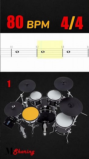 Whole Note On The Snare Drum Exercise - 3 (80 BPM - 4/4 )