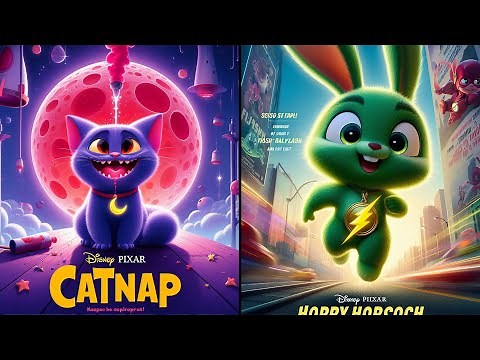 Smiling Critters In AI Disney Pixar Movie Poster 💀 and their Favorite Drinks (and other favorites)