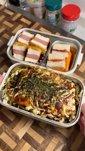 5 AM 🍱 Okonomiyaki & Spam Tofu Tempura for my man