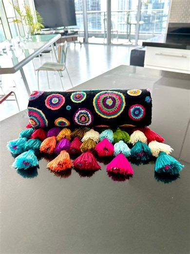 Peruvian Embroidered Alpaca Table Runner, Bohemian Tassels - Etsy