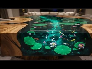[REVEALED] The Heaviest Epoxy Table! Wood Table Combined With 3D Koi Fish Pond With LED Lights