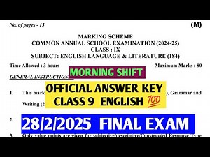 class 9 English answer key 2024-25 (morning shift) / English paper solution 2025/final exam24-25