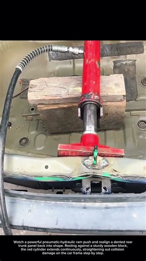 Hydraulic Ram Fixes Bent Rear Car Frame! #CarRepair #AutoBody #Mechanic