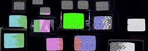 Vintage TV Installation, Retro TVs with Static Noise and Color Bars, and One Retro TV Green Screen. You can replace green screen with the footage or picture you want with “Keying” effect. 4K.