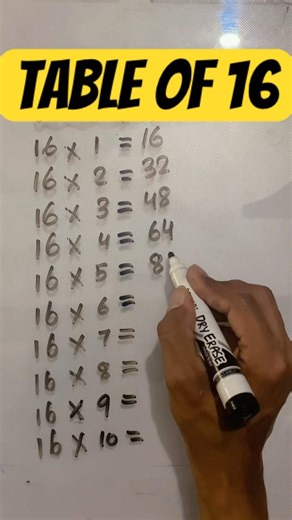 Table of 16 #tutorial #eleventofifteentable #9thclassmath #iqtestonline
