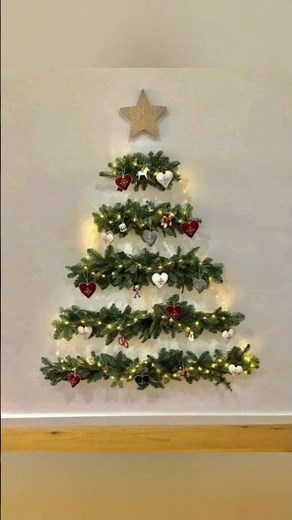 Ideas for inexpensive and easy-to-make wall-mounted Christmas trees.