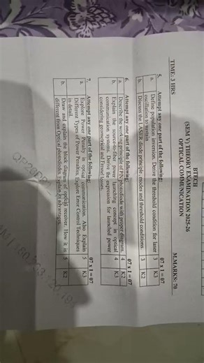 optical Communication question paper 2025-26#AKTU#EC3#B.TECH#Electronics Engg