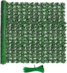 Artificial Ivy Privacy Fence Screen, 98x59in Artificial Hedges Expandable Faux Ivy Balcony Privacy Grass Fence Panels for Balcony, Garden, Backyard, Apartment Patio, Outdoor