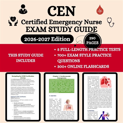 CEN Exam 2026-2027 | CEN Exam Prep | CEN Study Guide | Certified Emergency Nurse Exam | Cen Certification | Cen Questions & Flashcards - Etsy Canada