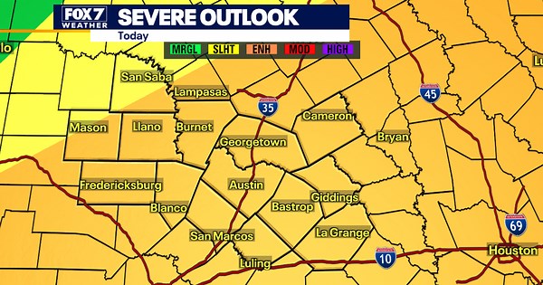 Austin weather: Enhanced risk of severe storms in the area