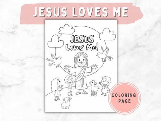 Jesus Loves Me Coloring Page for Kids Christian Printable Activity Sheet, Sunday School Coloring, Bible Lesson, PDF Instant Download - Etsy