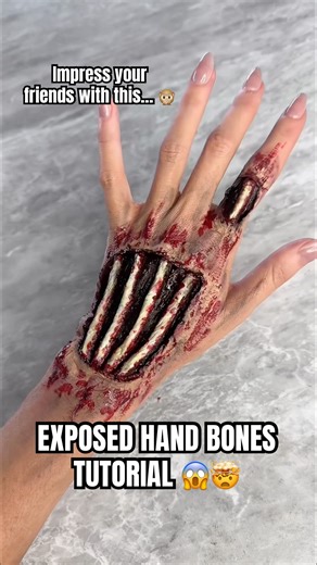 INSANE SFX hand bones Halloween tutorial!! 😱🤯 #sfx #horror #scary #halloweencostume#specialeffects