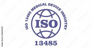 ISO 13485 standard animated stamp, medical devices, quality management systems and requirements certified symbol, transparent background footage
