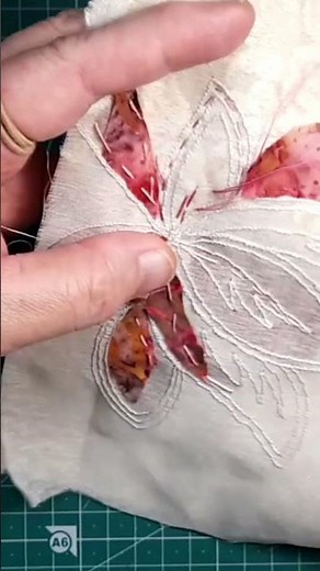 Hand sewn Fabric Collage Art from a few fabric scraps and some running stitch embroidery #diy #craft