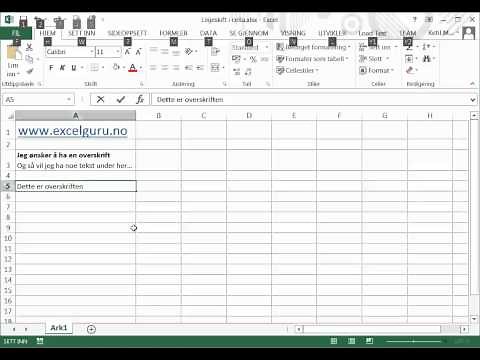 Excel på norsk: Linjeskift i en celle - ALT+ENTER
