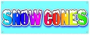 Rainbow Snow Cones Banner 13 oz | Non-Fabric | Heavy-Duty Vinyl Single-Sided With Metal Grommets