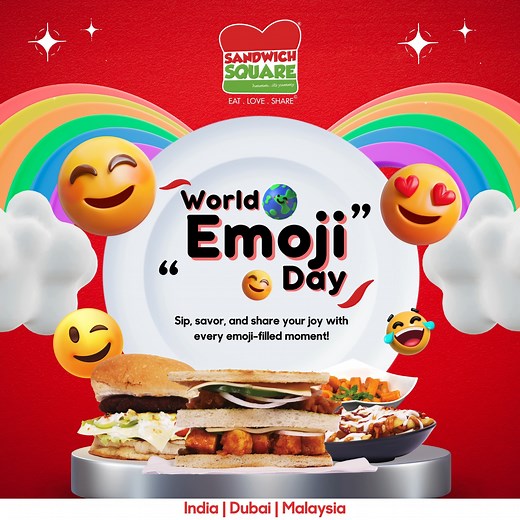  Celebrate #WorldEmojiDay with Sandwich Square! 索✨ Join the fun and express your cravings with every bite!  Our sandwiches are emoji-cally delicious!  Snap, share, and savor the joy! ❤️ COMMENT YOUR FAVOURITE EMOJI BELOW!!!! #sandwichsquare #FusionFlavors #SpicySatisfaction #PastaPerfection #SandwichSquareDelights #FoodieFaves #TasteOfIndia #FlavorFusion #YummyYumYum #FoodLovers #emoji #EmojiDay | Sandwich Square | Facebook