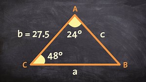 Use the Law of Sines to find the missing measurements when given two acute angles