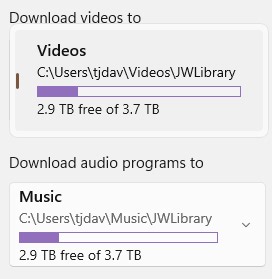 JW Libraty will not let me designate location for videos.