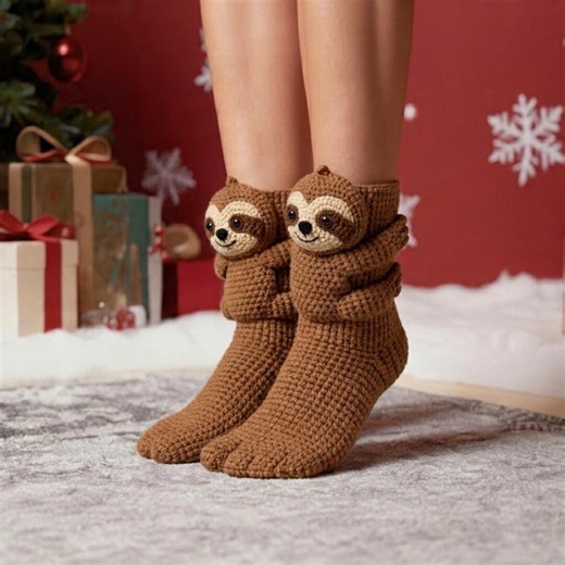 Adorable Crochet Animal Socks Pattern -sloth- Funny Christmas Gift - Etsy
