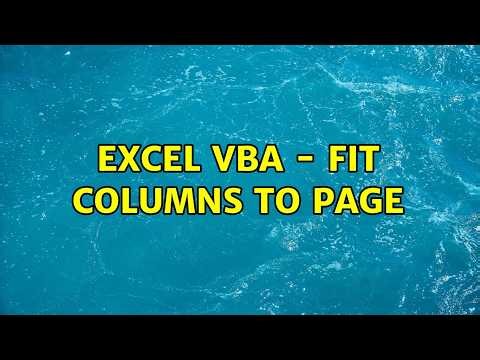 Excel VBA - Fit columns to page