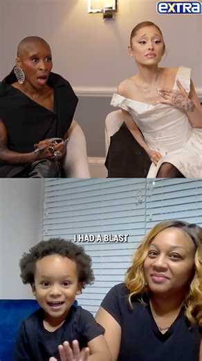 Ariana Grande & Cynthia Erivo get a special message from 4-year-old fan Remington, who stole hearts in the "Wicked" live special! 🥰 | Extra