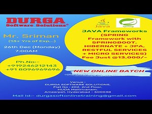 JAVA Frameworks Online Training @ DURGASOFT