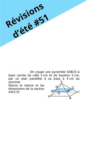 BoosteTesMaths : du Brevet au Bac -> fiches, conseils, méthodes👊 on Instagram: "Révisions d’été nº51 (niveau 3e) sur les sections de solides. Dis-moi si tu as compris dans les commentaires et abonne-toi pour plus de défis🚀 #maths #révisions #solide #géométrie #collège"