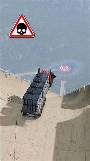 Heavy Cargo Truck Vs Mega Ramp 😱 Car Bus Mobil Truk Game Stunts Crashing Gameplay Shorts Video
