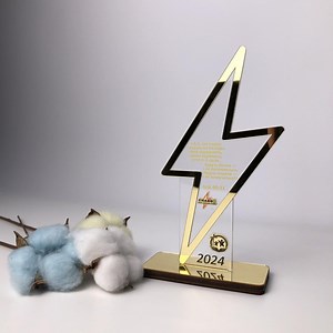 Lightning Bolt Acrylic Award, Personalized Trophy With Wooden Base, Lightning Acrylic Trophy Plaque, Custom Talent Award - Etsy