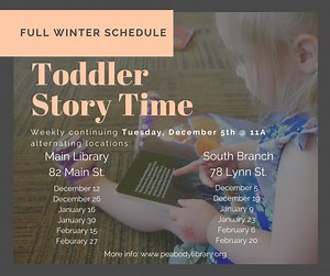 Toddler Story Time continues at the Peabody Library