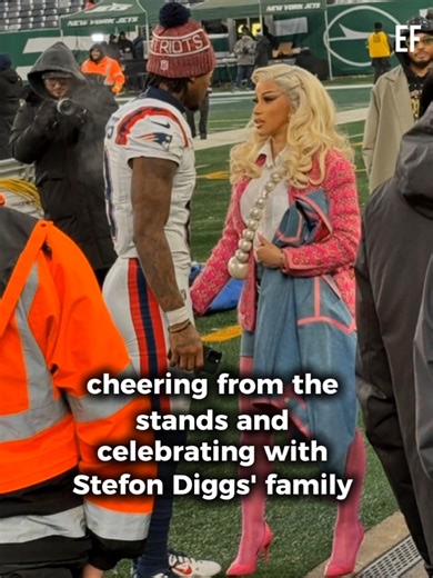 Cardi B brings the Bardi charm to the Patriots' game, cheering for her man Stefon Diggs